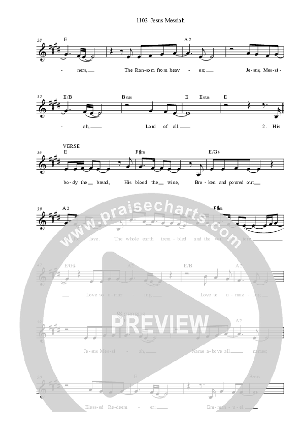 Jesus Messiah Lead Sheet (Dennis Prince / Nolene Prince)