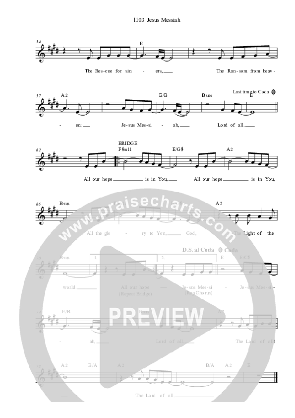 Jesus Messiah Lead Sheet (Dennis Prince / Nolene Prince)