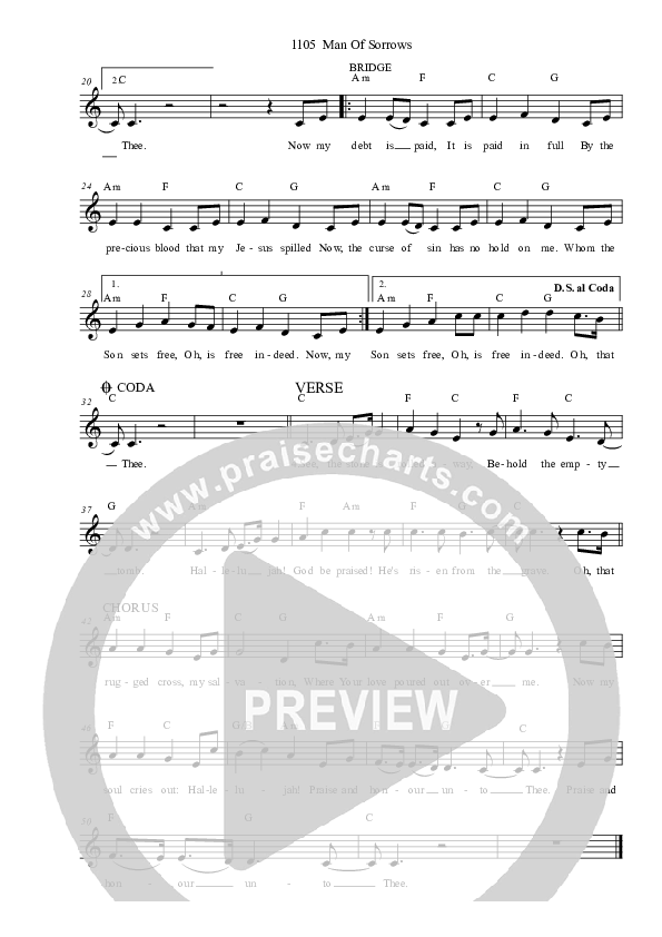Man Of Sorrows Lead Sheet (Dennis Prince / Nolene Prince)