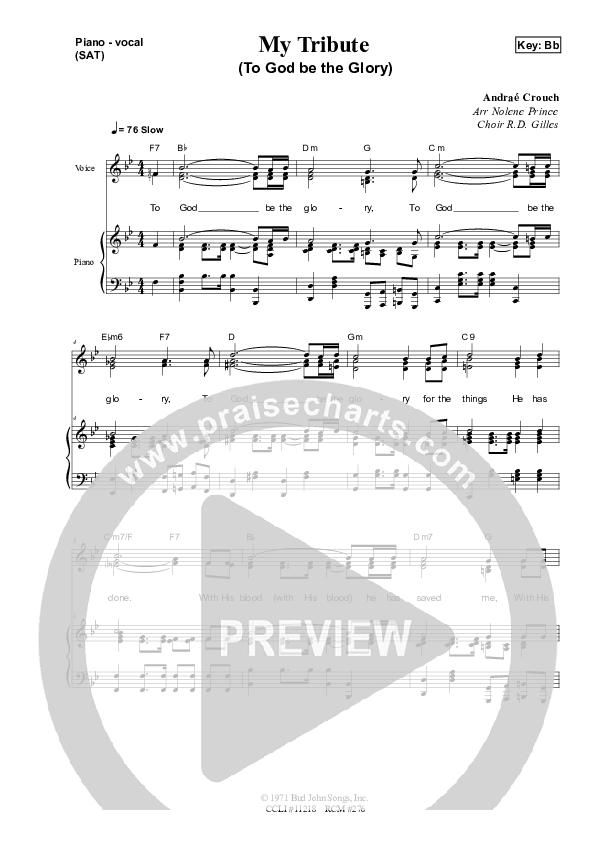 My Tribute Lead & Piano (Dennis Prince / Nolene Prince)