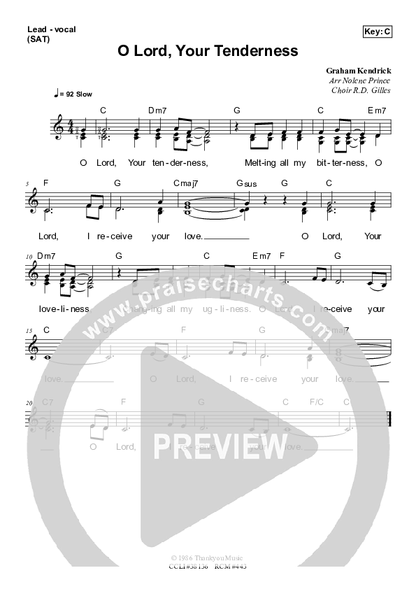 O Lord Your Tenderness Lead Sheet (SAT) (Dennis Prince / Nolene Prince)