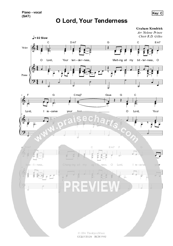 O Lord Your Tenderness Piano/Vocal & Lead (Dennis Prince / Nolene Prince)