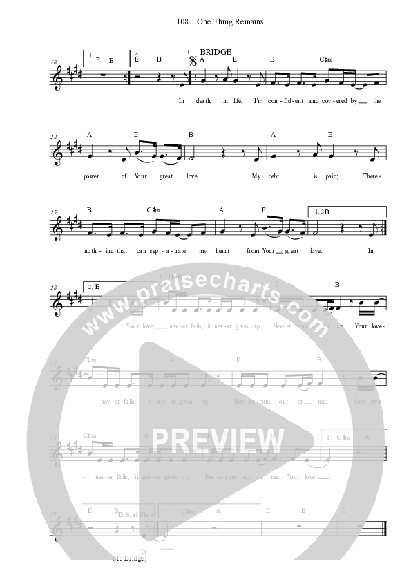 One Thing Remains Lead Sheet (Dennis Prince / Nolene Prince)