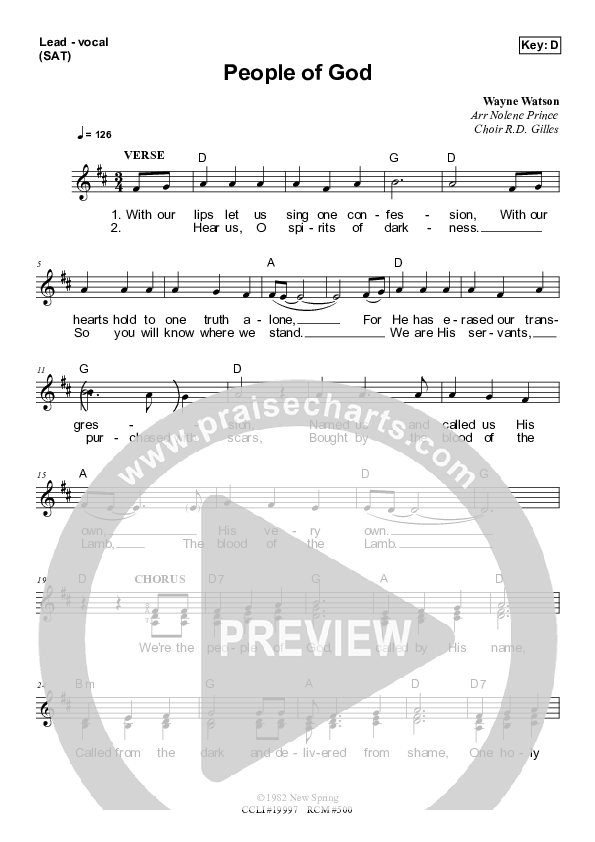 People Of God Lead Sheet (SAT) (Dennis Prince / Nolene Prince)
