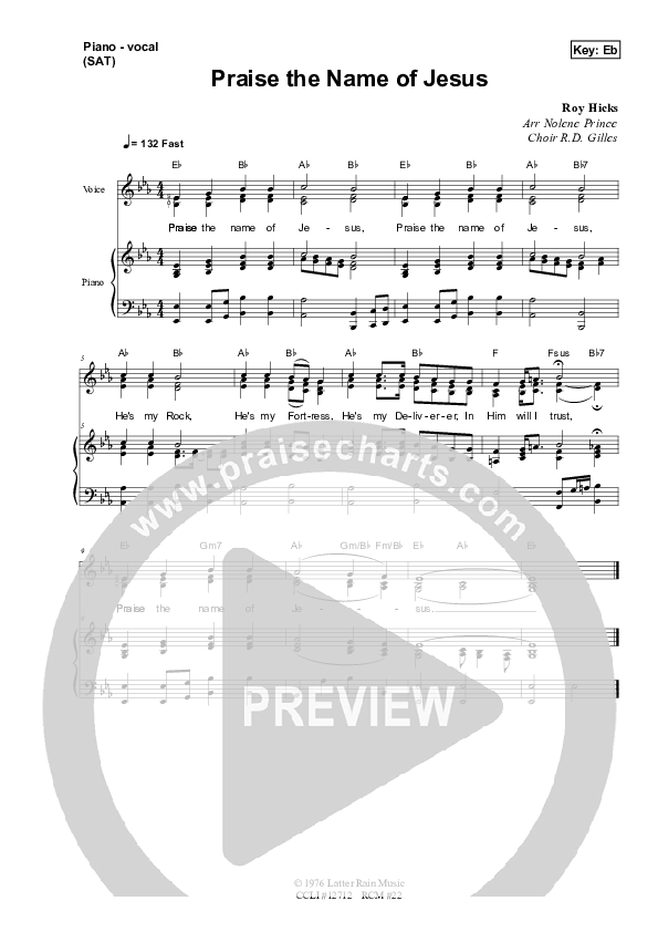 Praise The Name Of Jesus Piano/Vocal (SAT) (Dennis Prince / Nolene Prince)