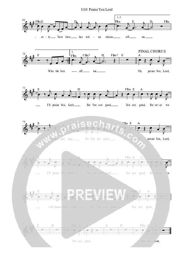 Praise You Lord Lead Sheet (Dennis Prince / Nolene Prince)