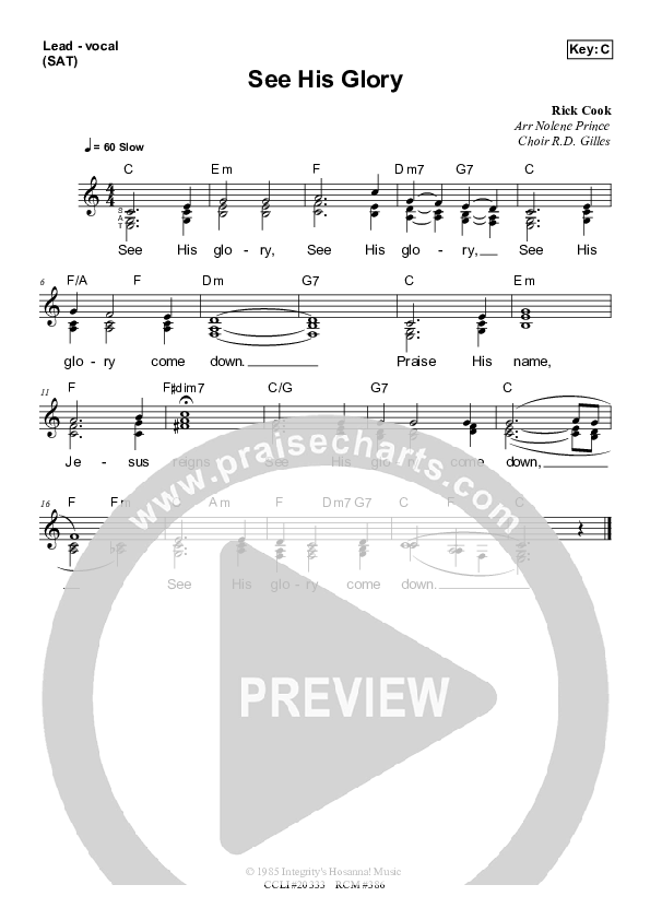 See His Glory Lead & Piano (Dennis Prince / Nolene Prince)