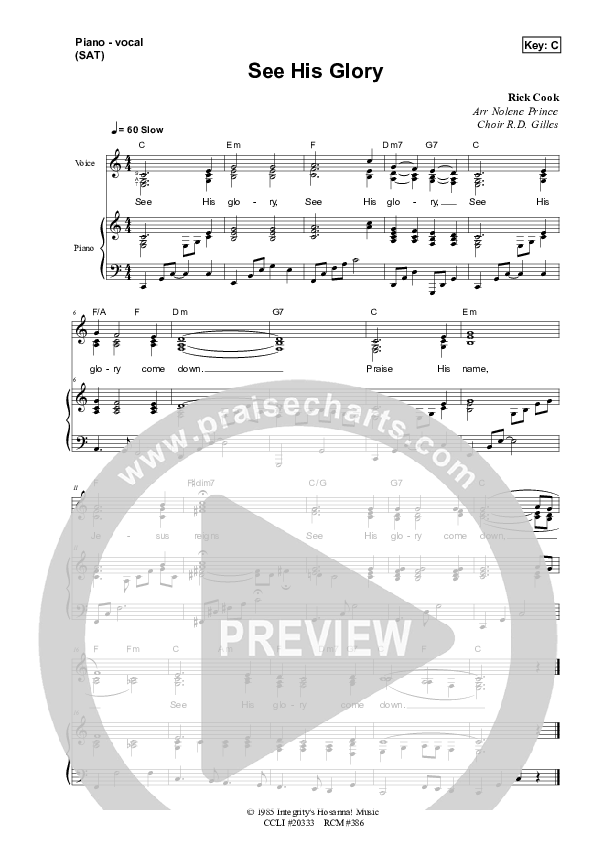 See His Glory Lead & Piano (Dennis Prince / Nolene Prince)