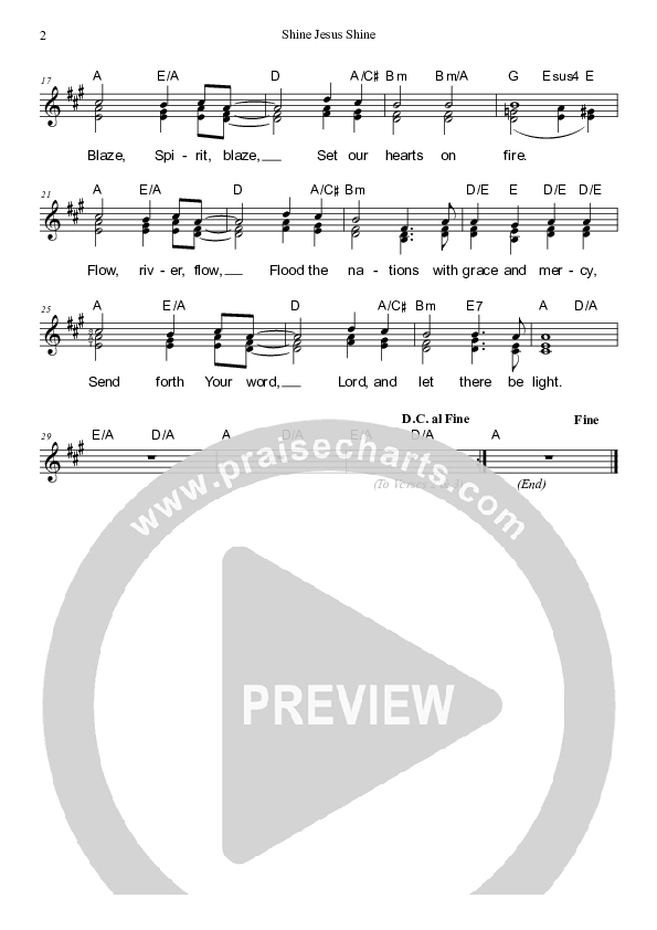 Shine Jesus Shine Lead Sheet (SAT) (Dennis Prince / Nolene Prince)