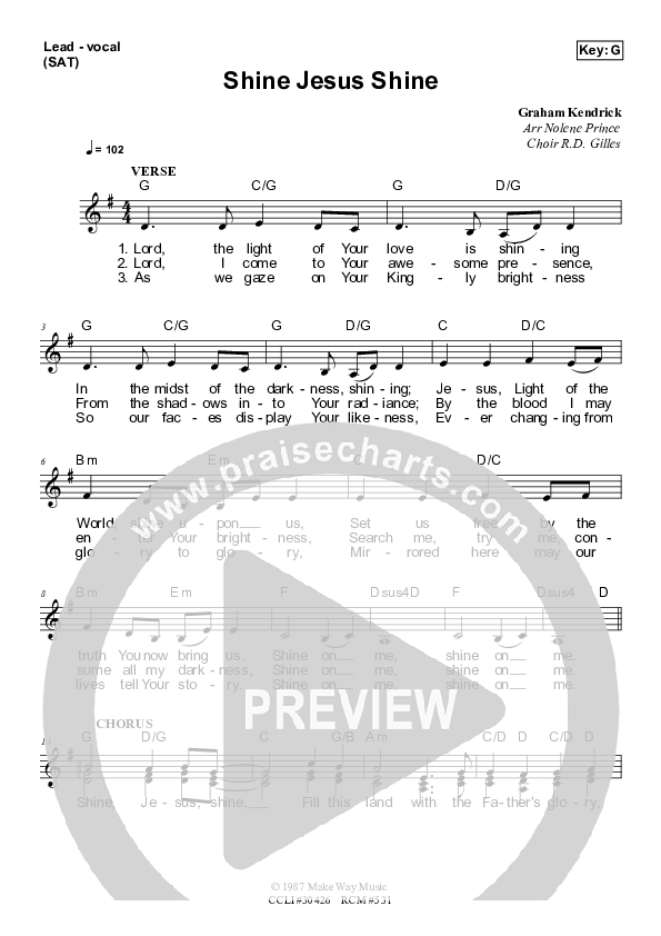 Shine Jesus Shine Piano/Vocal & Lead (Dennis Prince / Nolene Prince)