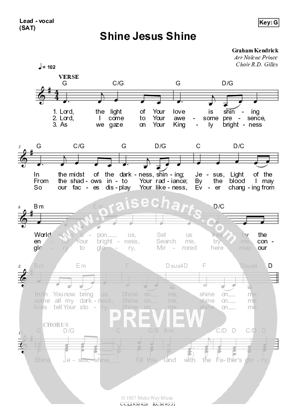 Shine Jesus Shine Piano/Vocal (Dennis Prince / Nolene Prince)