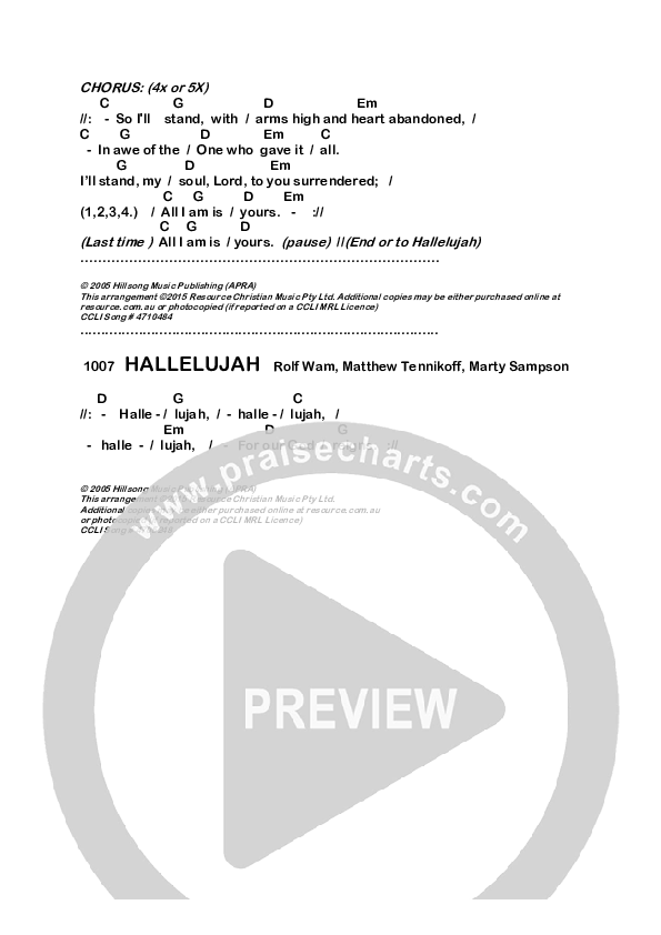 The Stand Chord Chart (Dennis Prince / Nolene Prince)