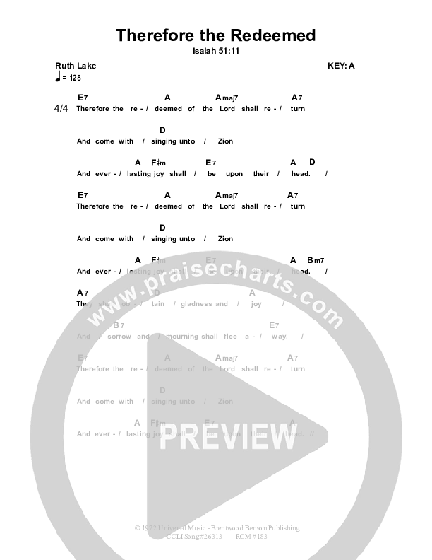 Therefore The Redeemed Chords & Lyrics (Dennis Prince / Nolene Prince)