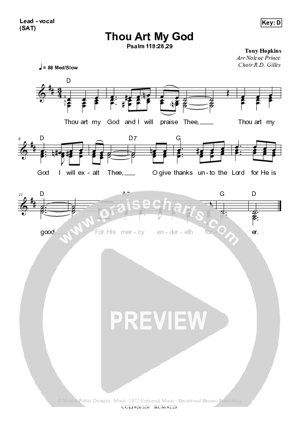Thou Art My God Piano/Vocal & Lead (Dennis Prince / Nolene Prince)