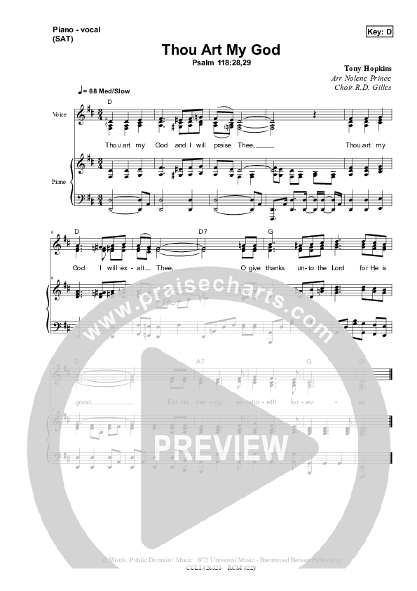 Thou Art My God Piano/Vocal & Lead (Dennis Prince / Nolene Prince)