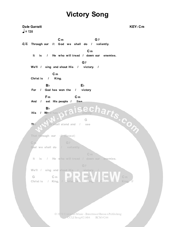Victory Song Chords & Lyrics (Dennis Prince / Nolene Prince)