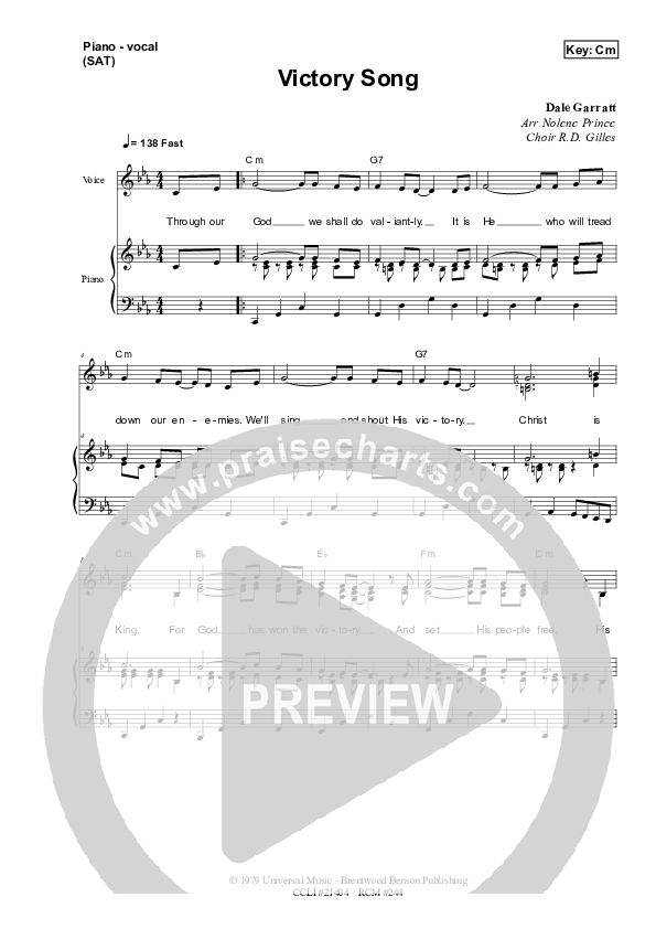 Victory Song Piano/Vocal (SAT) (Dennis Prince / Nolene Prince)
