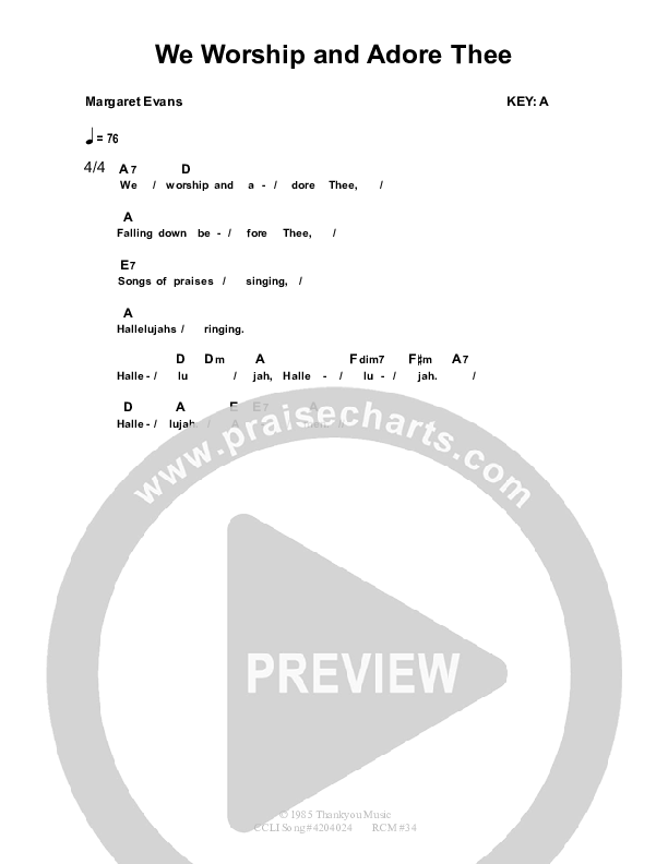 We Worship And Adore Thee Chord Chart (Dennis Prince / Nolene Prince)
