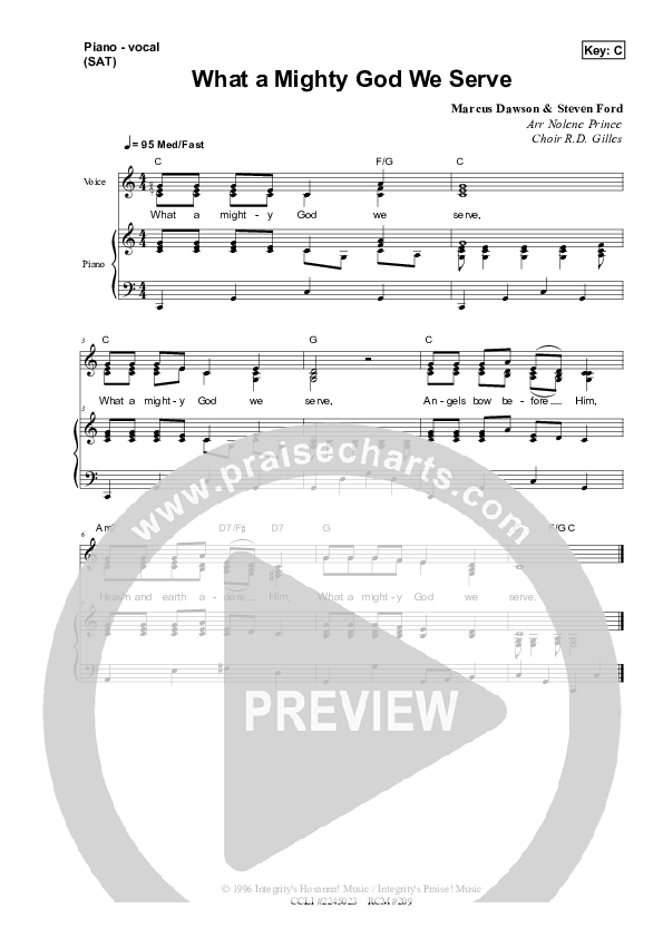 What A Mighty God We Serve Piano/Vocal & Lead (Dennis Prince / Nolene Prince)