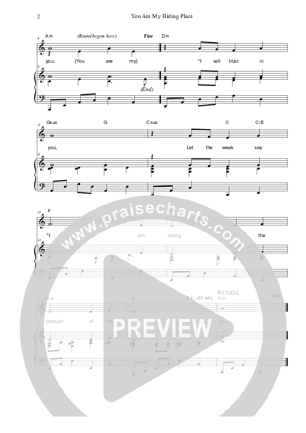 You Are My Hiding Place Piano/Vocal & Lead (Dennis Prince / Nolene Prince)