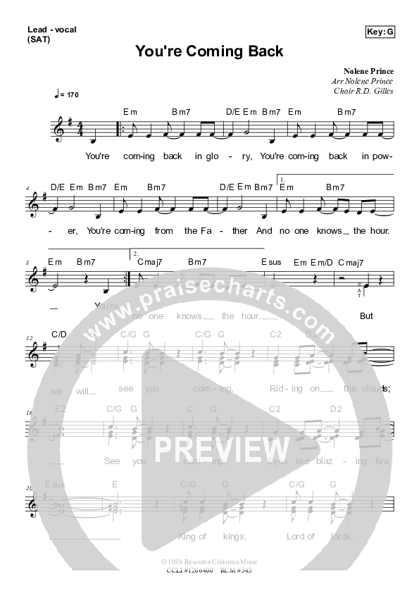 You're Coming Back Piano/Vocal & Lead (Dennis Prince / Nolene Prince)