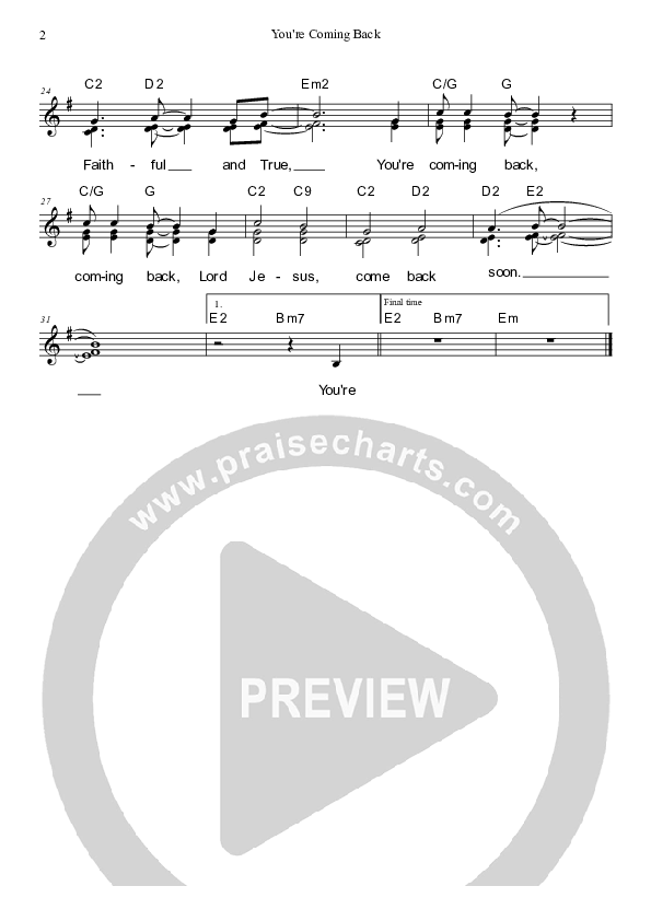 You're Coming Back Piano/Vocal & Lead (Dennis Prince / Nolene Prince)