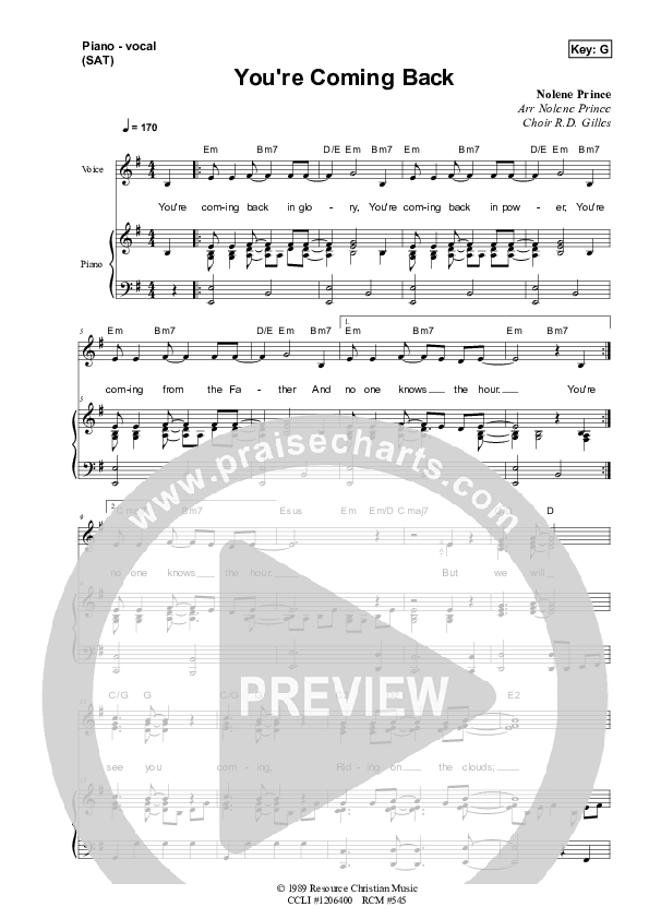 You're Coming Back Piano/Vocal & Lead (Dennis Prince / Nolene Prince)