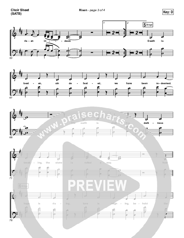 Risen Choir Sheet (SATB) (North Side Worship / Thomas Agnew)