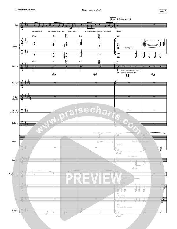 Risen Conductor's Score (North Side Worship / Thomas Agnew)