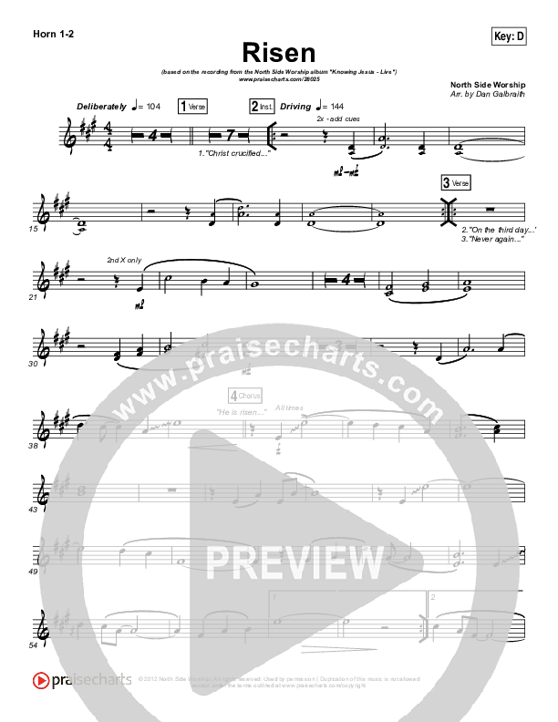 Risen French Horn 1/2 (North Side Worship / Thomas Agnew)