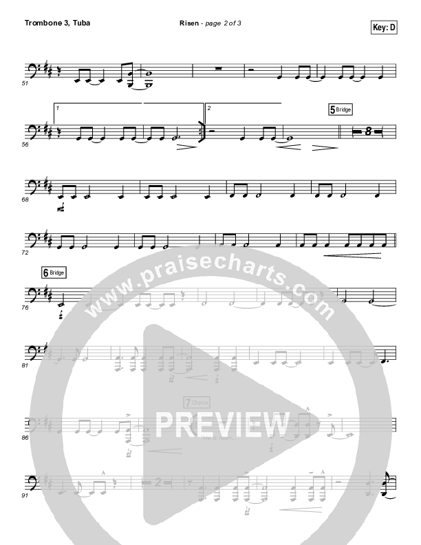Risen Trombone 3/Tuba (North Side Worship / Thomas Agnew)