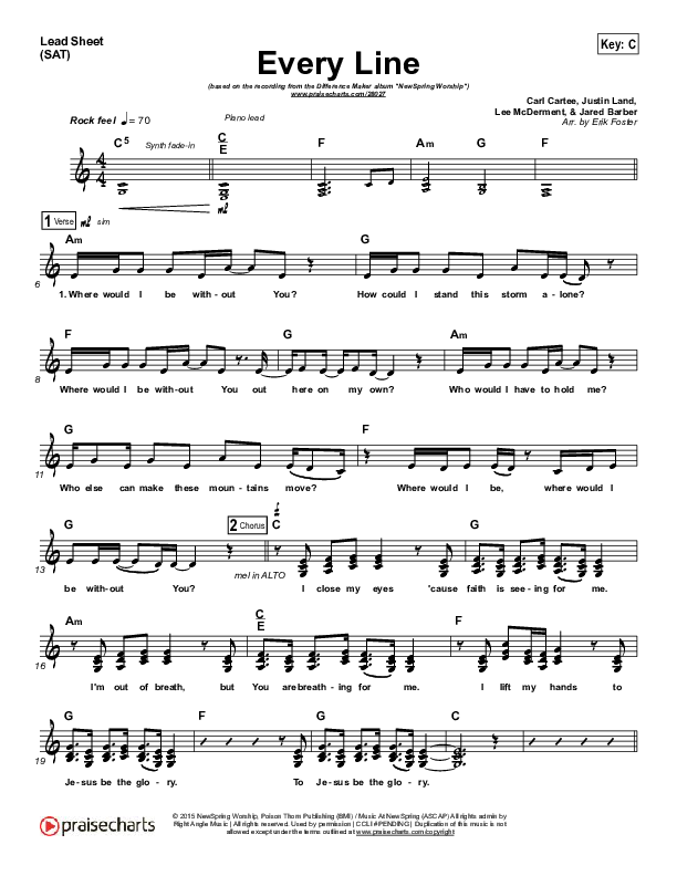 Every Line (To Jesus Be The Glory) Lead (SAT) (NewSpring Worship)