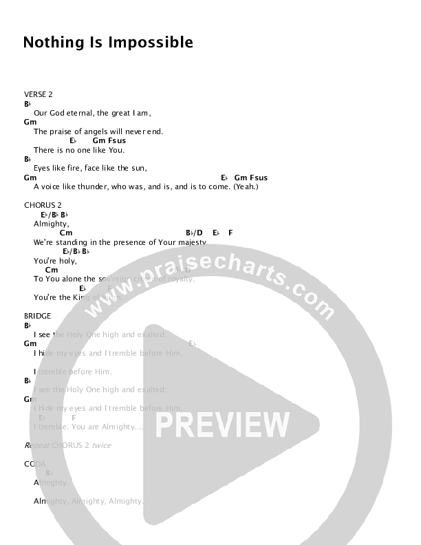 Nothing Is Impossible Chords & Lyrics (Planetshakers)
