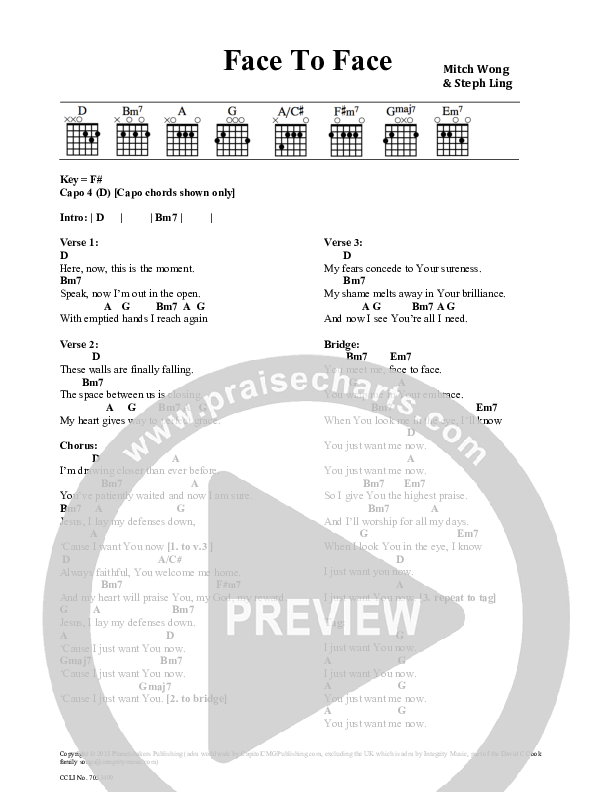 Face To Face Chords & Lyrics (Planetshakers)