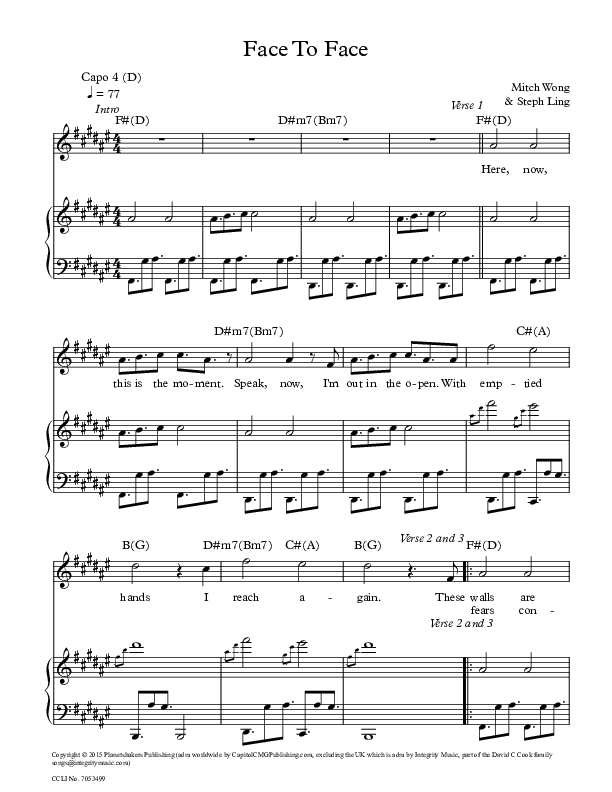 Face To Face Piano/Vocal (Planetshakers)