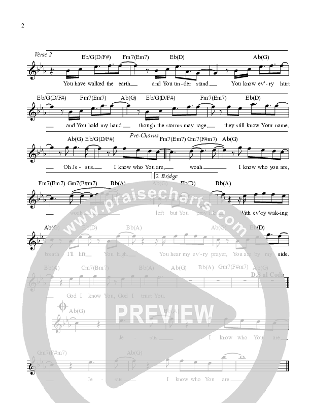 I Know Who You Are Lead Sheet (Planetshakers)