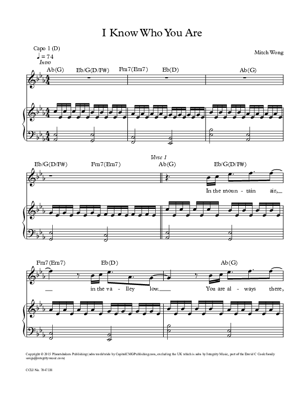 I Know Who You Are Piano/Vocal (Planetshakers)