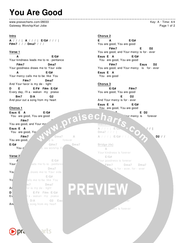 You Are Good Chords & Lyrics (Gateway Worship / Kari Jobe)