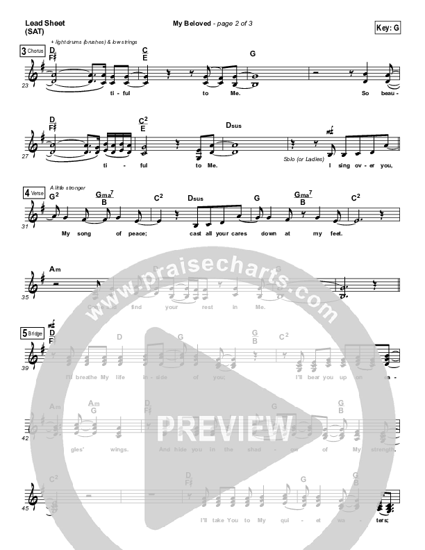 My Beloved Lead Sheet (SAT) (Gateway Worship / Kari Jobe)