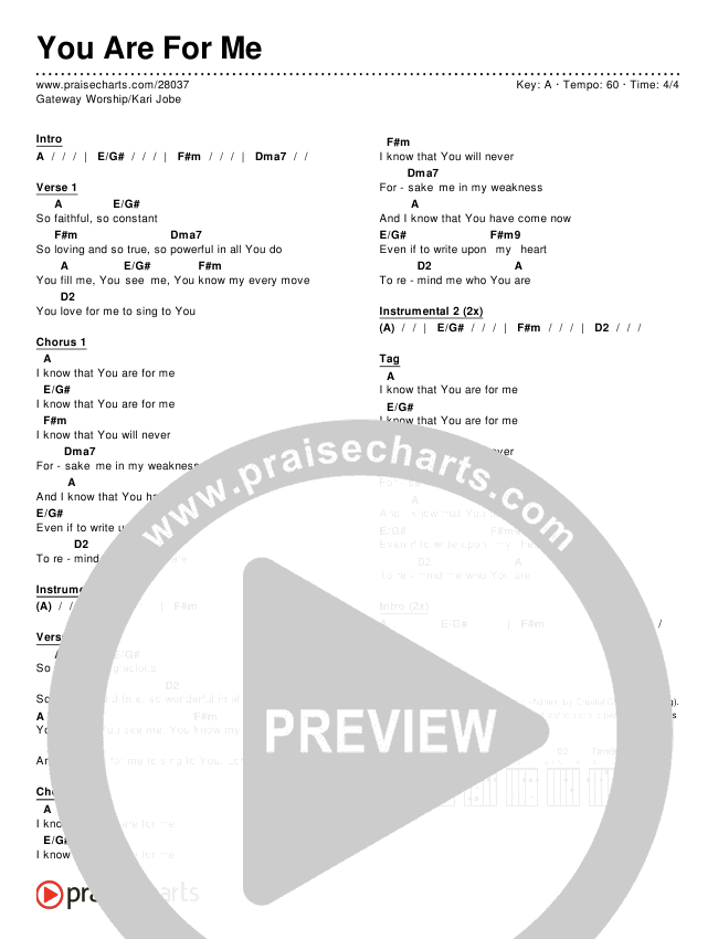 You Are For Me Chords & Lyrics (Gateway Worship / Kari Jobe)