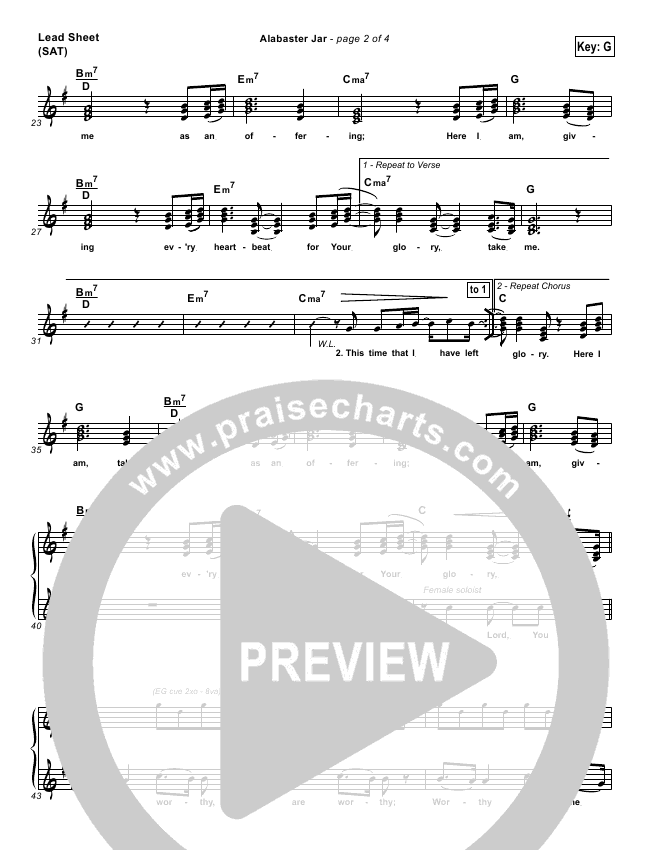 Alabaster Jar Sheet Music (Gateway Worship / Kari Jobe / Walker Beach