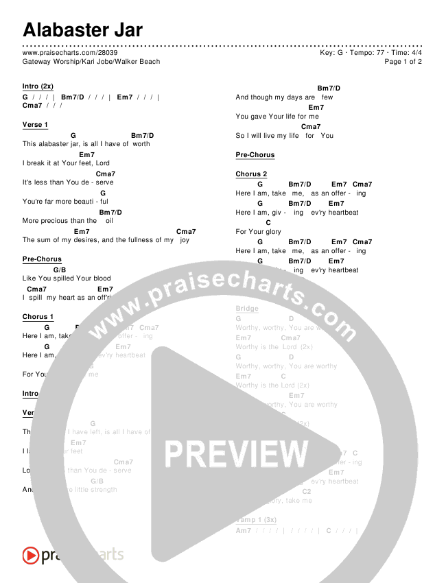 Alabaster Jar Chords & Lyrics (Gateway Worship / Kari Jobe / Walker Beach)