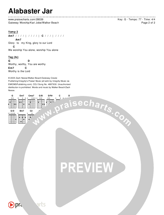 Alabaster Jar Chords & Lyrics (Gateway Worship / Kari Jobe / Walker Beach)