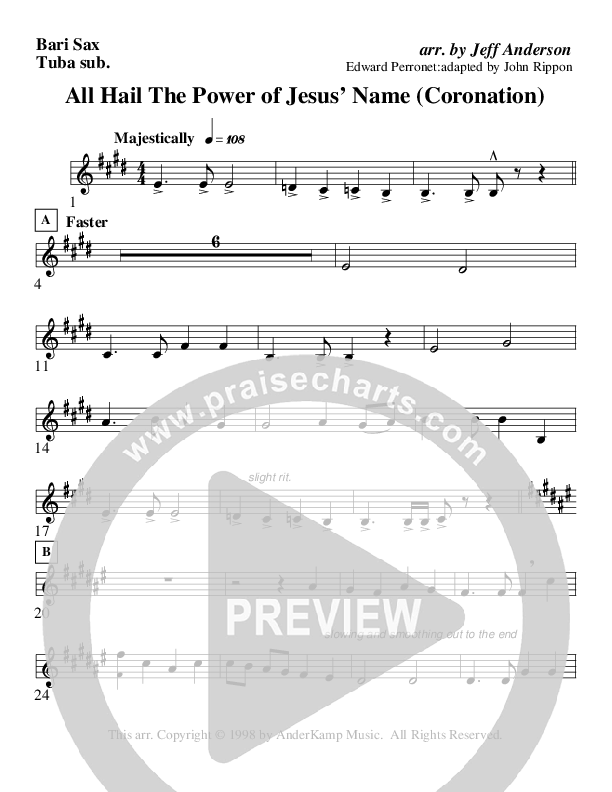 All Hail The Power Of Jesus Name (Coronation) (Instrumental) Bari Sax (AnderKamp Music)