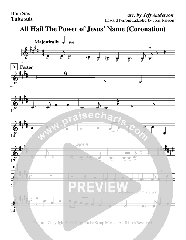 All Hail The Power Of Jesus Name (Coronation) (Instrumental) Bari Sax (AnderKamp Music)