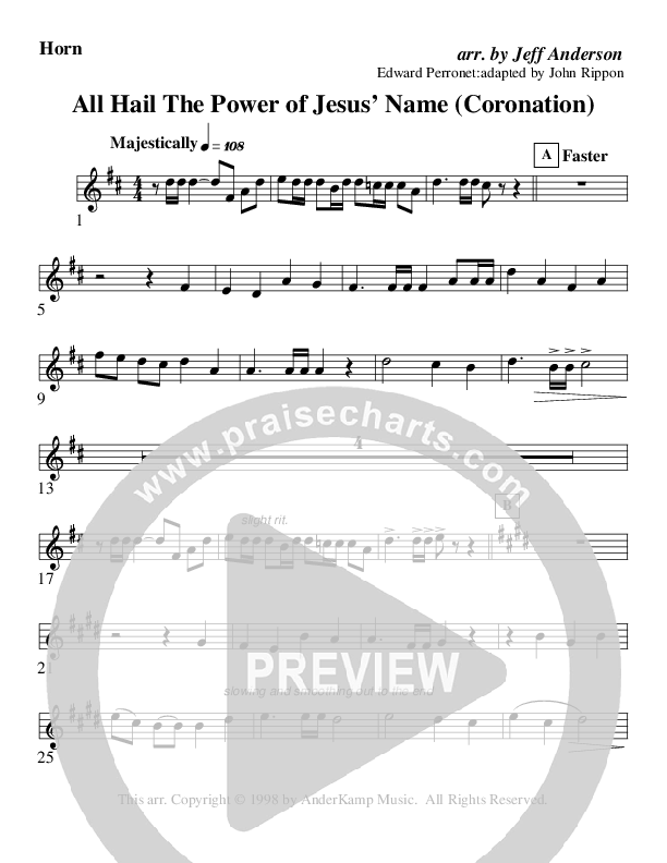 All Hail The Power Of Jesus Name (Coronation) (Instrumental) French Horn (AnderKamp Music)
