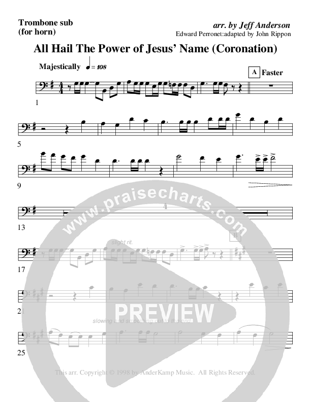 All Hail The Power Of Jesus Name (Coronation) (Instrumental) Trombone 2 (AnderKamp Music)