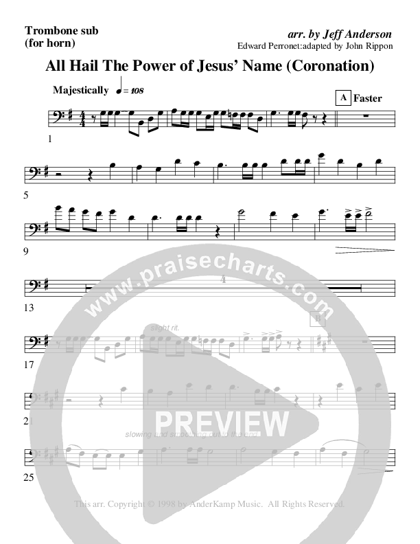 All Hail The Power Of Jesus Name (Coronation) (Instrumental) Trombone 2 (AnderKamp Music)