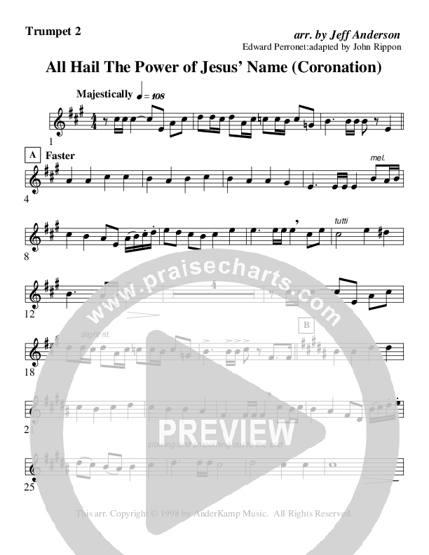 All Hail The Power Of Jesus Name (Coronation) (Instrumental) Trumpet 2 (AnderKamp Music)