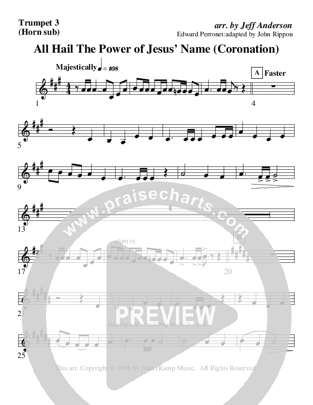 All Hail The Power Of Jesus Name (Coronation) (Instrumental) Trumpet 3 (AnderKamp Music)